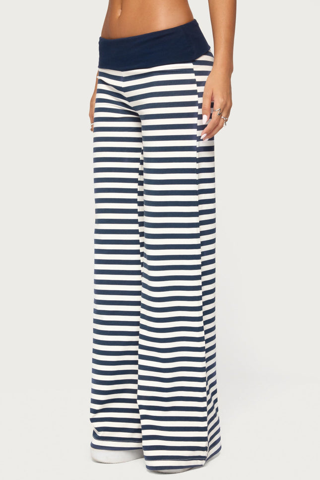 Fina Contrast Foldover Striped Pants