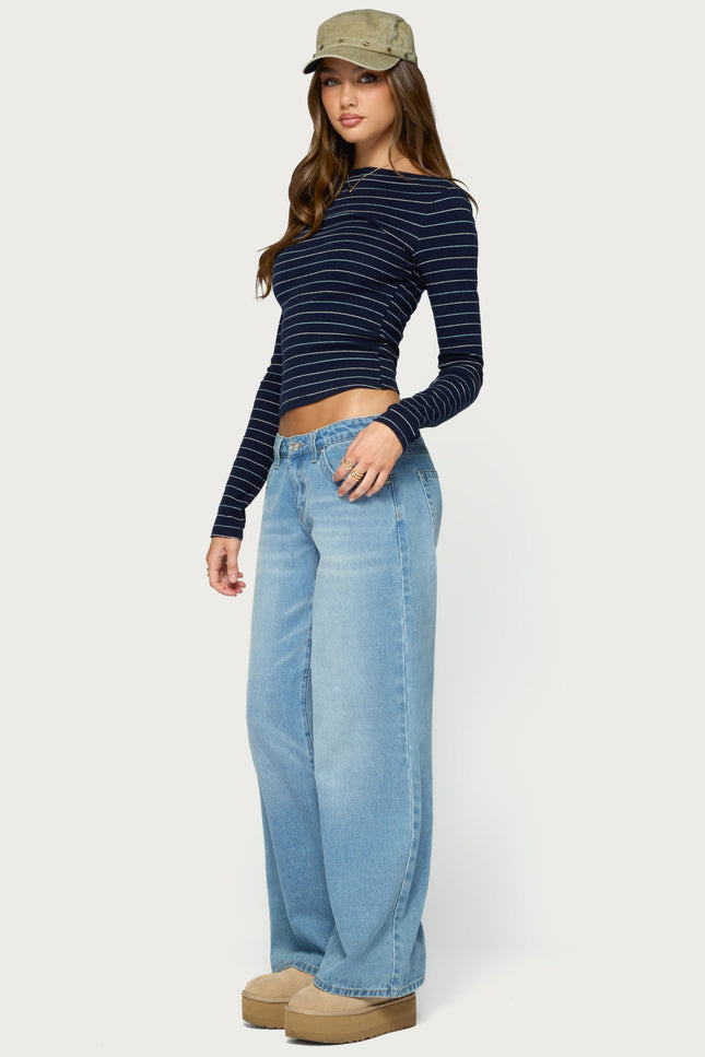 Tamarya Striped Long Sleeve Top - Navy And White