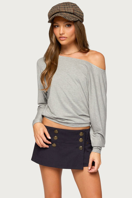 Pazzy Off Shoulder Top - Gray Melange