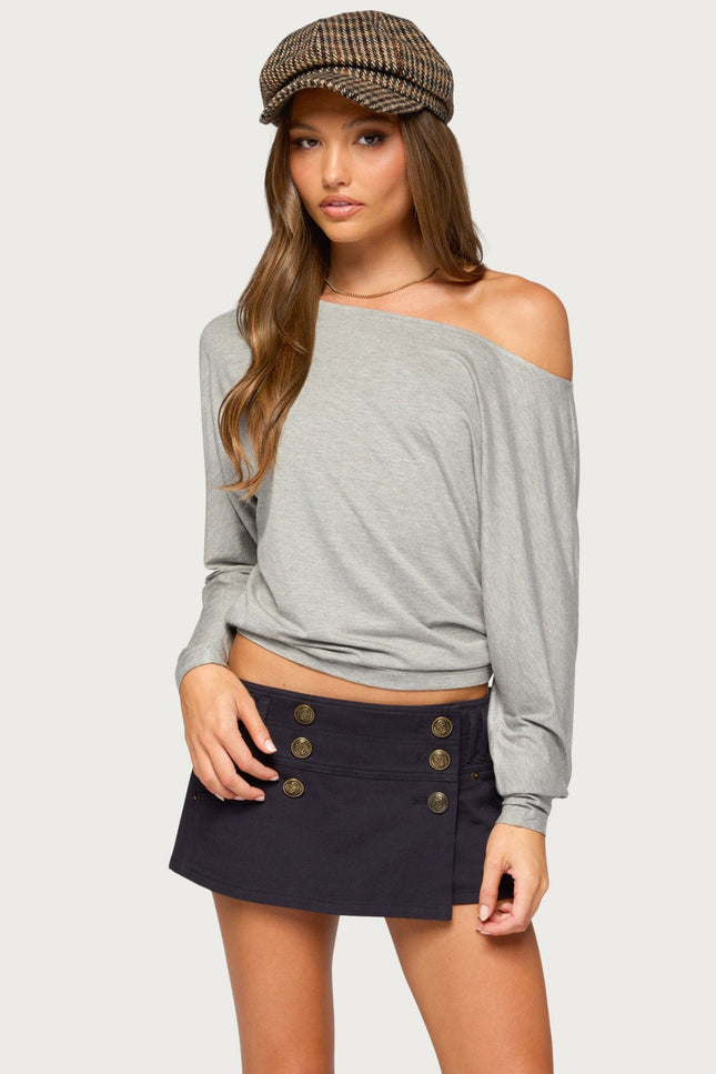 Pazzy Off Shoulder Top - Gray Melange