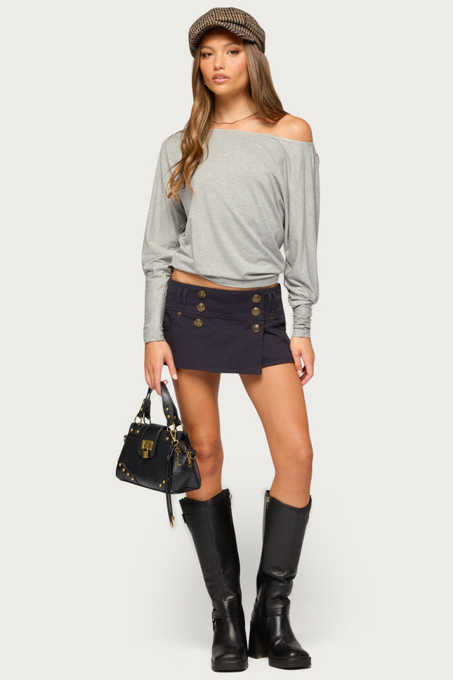 Pazzy Off Shoulder Top - Gray Melange