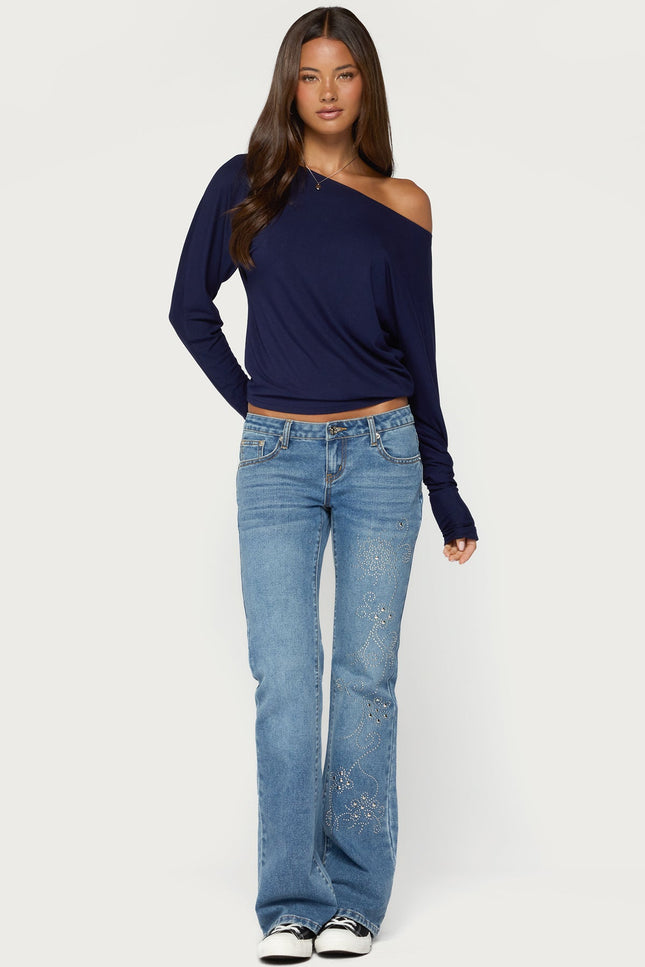 Pazzy Off Shoulder Top - Navy
