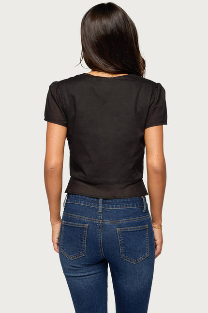 Rhorie Cotton Button Up Top - Black