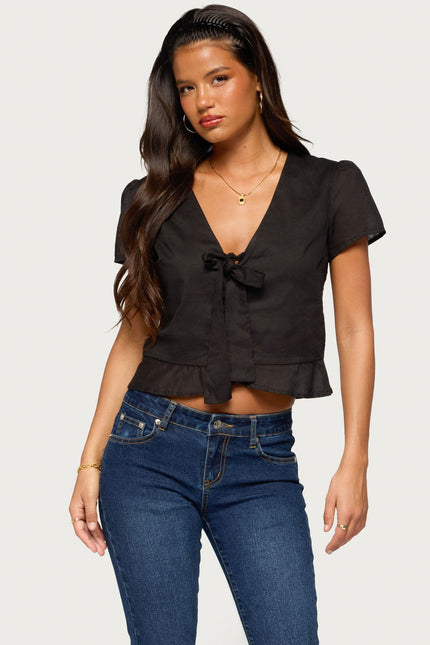 Rhorie Cotton Button Up Top - Black