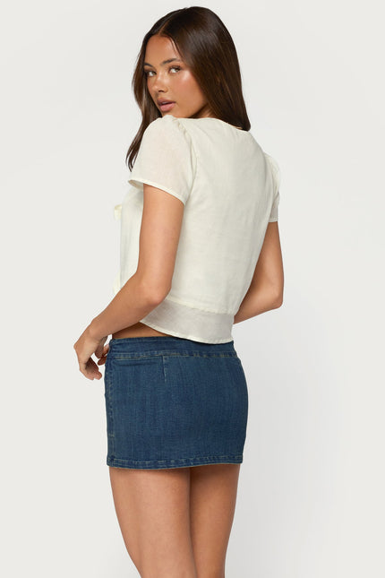 Rhorie Cotton Button Up Top - Cream