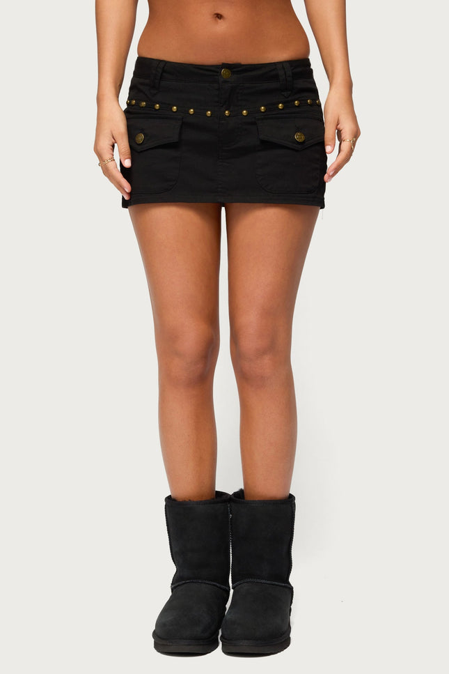 Deliya Studded Cargo Skort - Black