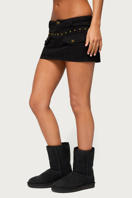 Deliya Studded Cargo Skort - Black