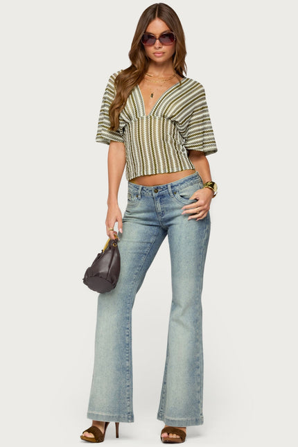 Alwyn Flutter Crochet Zigzag Top - Brown