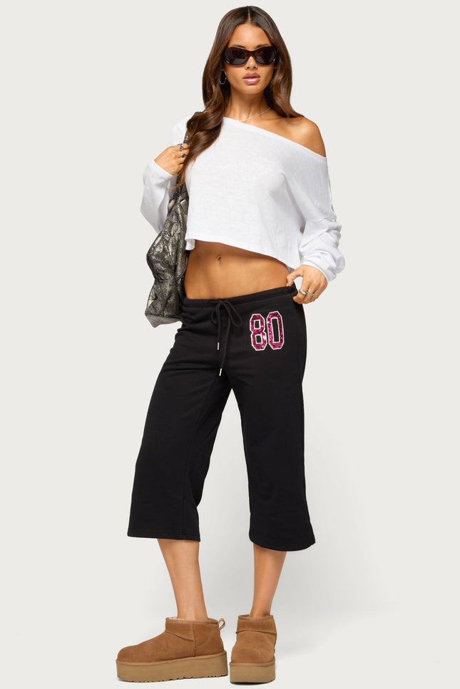 80 Sequin Capri Sweatpants - Black