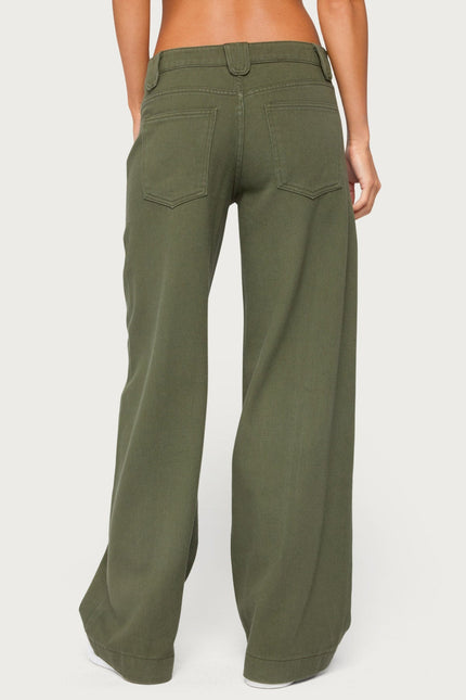 Pascale Stitched Low Rise Wide Leg Jeans