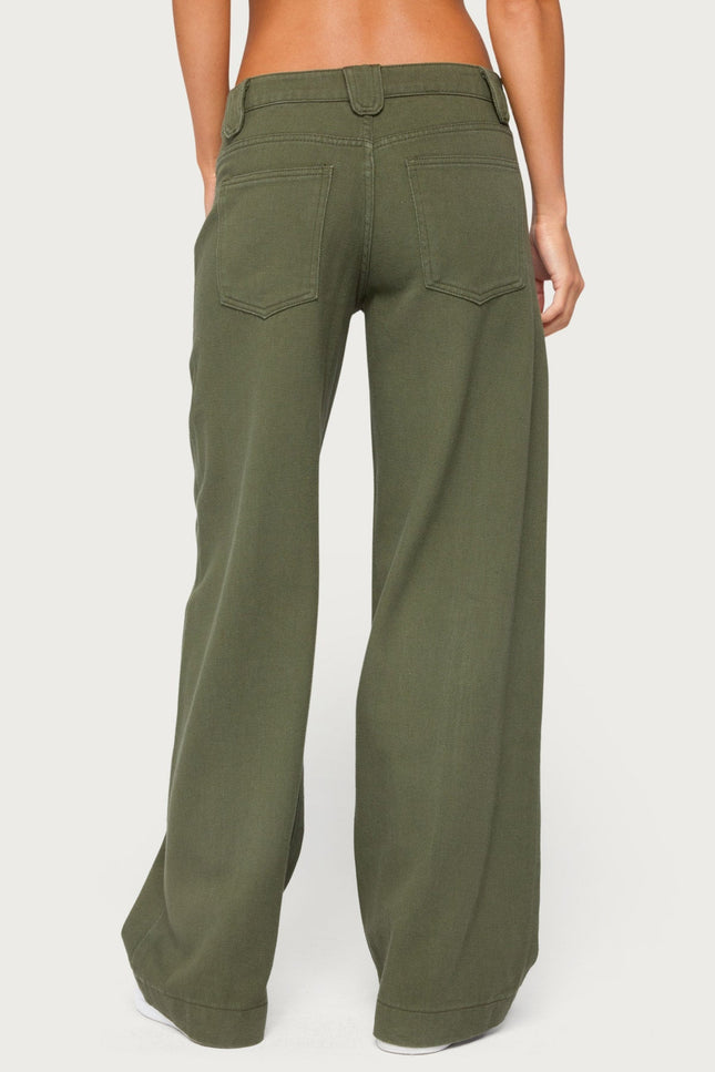 Pascale Stitched Low Rise Wide Leg Jeans
