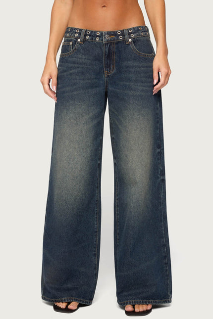 Sauly Low Rise Grommet & Wing Jeans