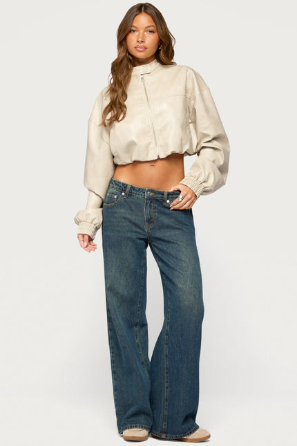 Naeva Cropped Faux Leather Jacket