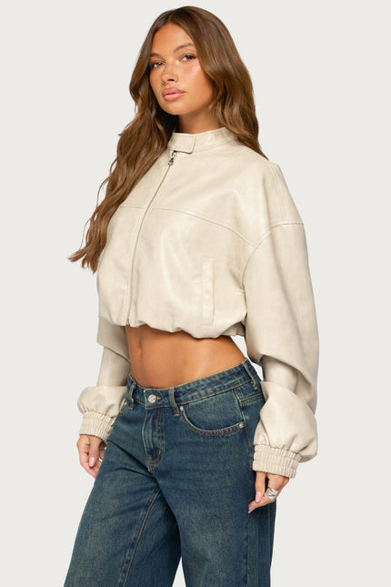 Naeva Cropped Faux Leather Jacket