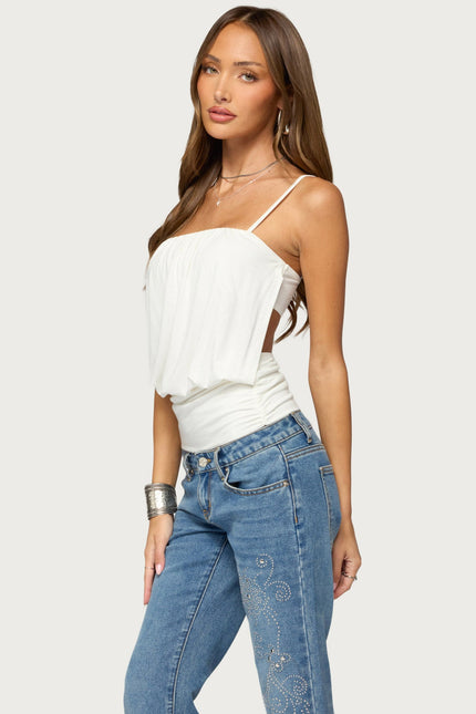 Vali Built In Bra Backless Top - White
