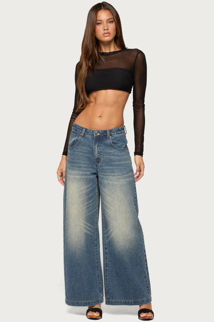 Olisa Long Sleeve Mesh Crop Top