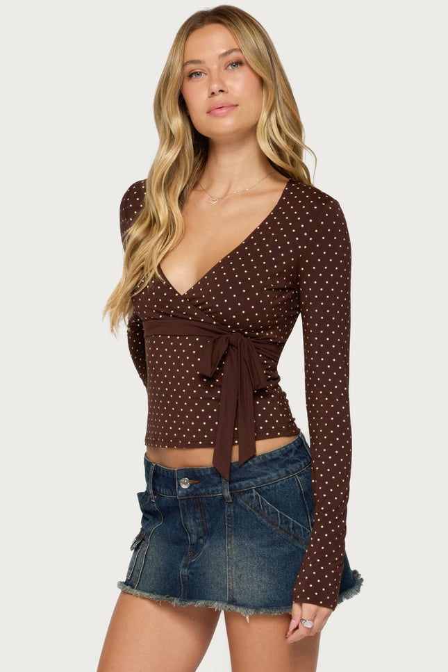 Ilen Polka Dot Wrap Top