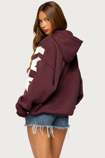 Union Jack Oversized Hoodie - Burgundy