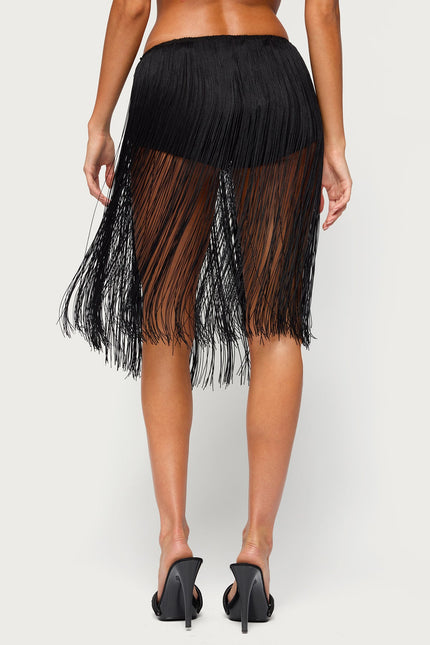 Kaidence Built In Shorts Fringed Midi Skirt