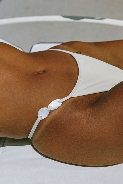 Evana Bead String Bikini Bottom - Cream